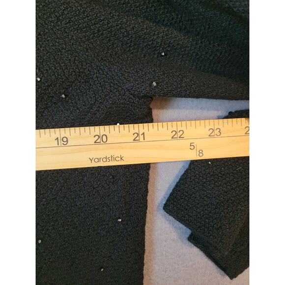 Eileen Fisher Black Beaded & Sequin Merino Wool Sweater –Wide Neck –3/4 Sleeve L - Picture 5 of 8